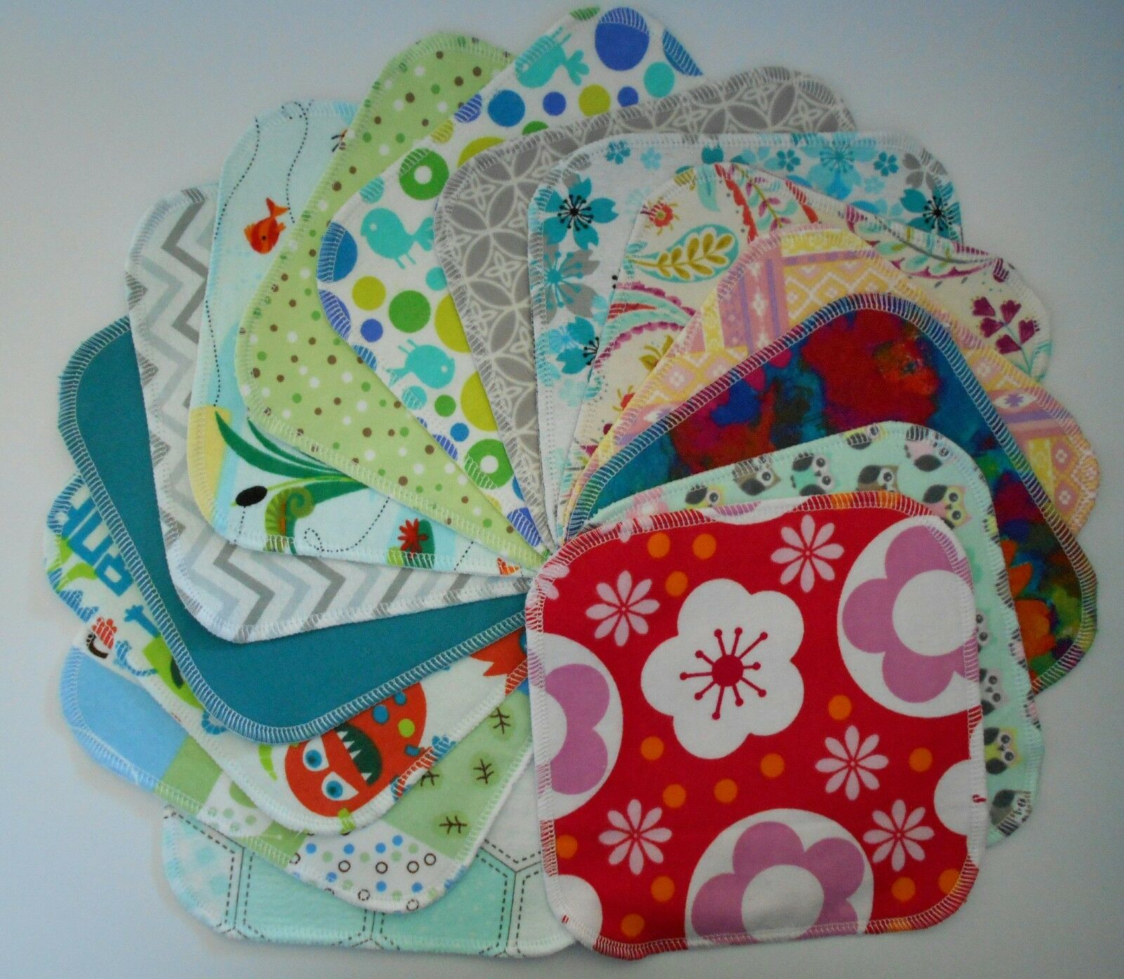 Assorted 5 Cloth Wipes Tissues Baby Flannel 2 Ply Family Cloth Reusable Random