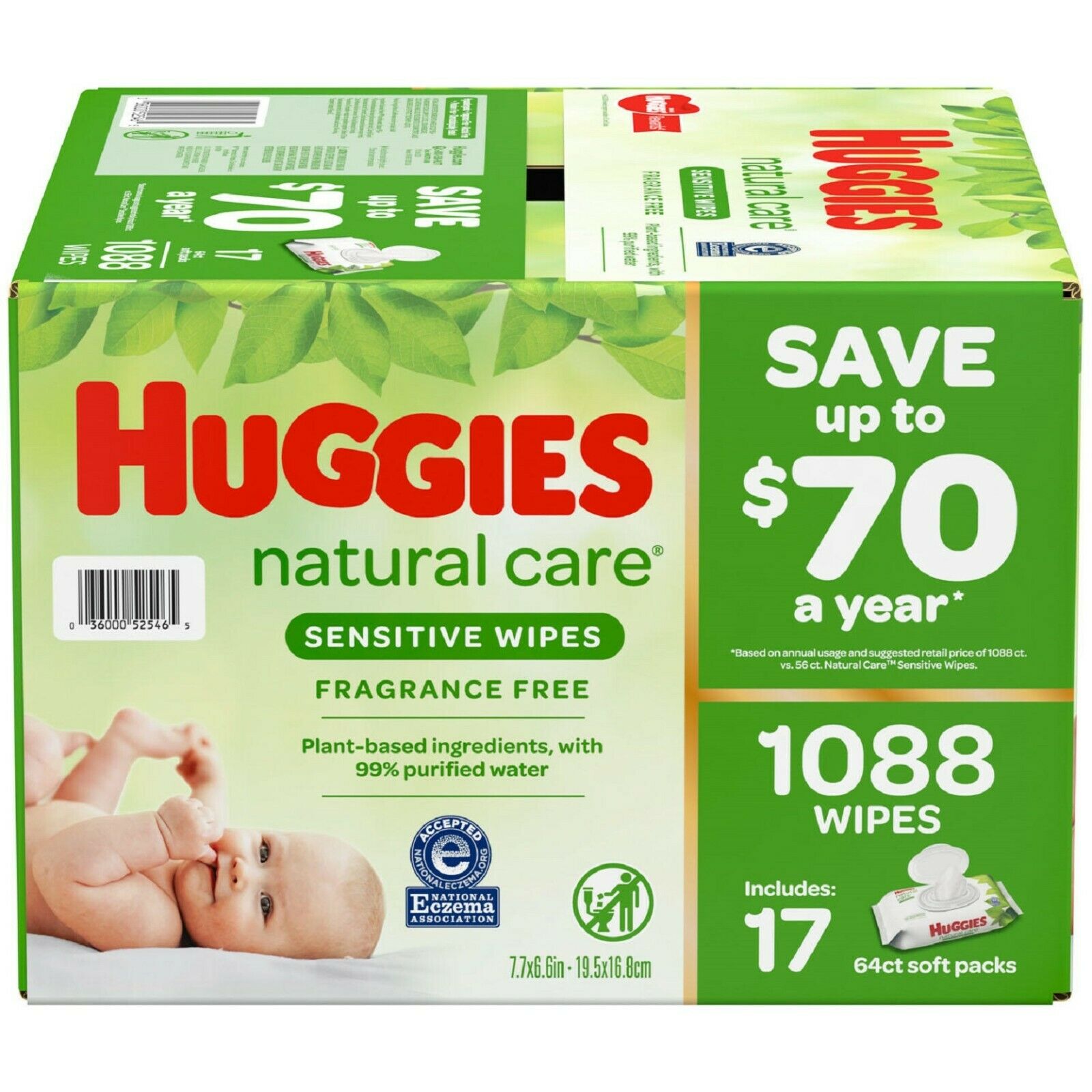 Huggies Natural Care Sensitive Baby Wipe Refill Fragrance Free 1,088 Ct