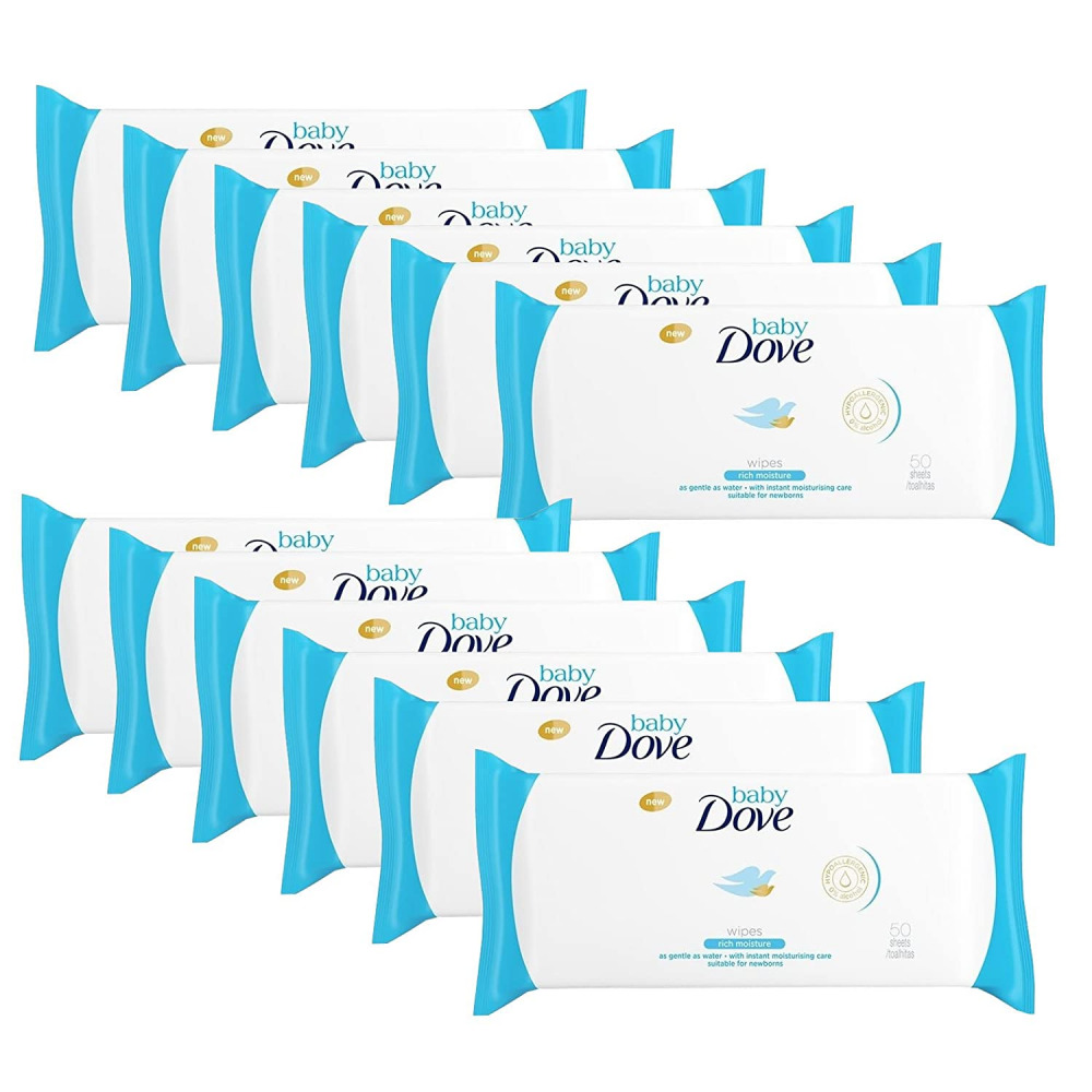Dove Baby Wipes Rich Moisture, 50 (12 Pack)