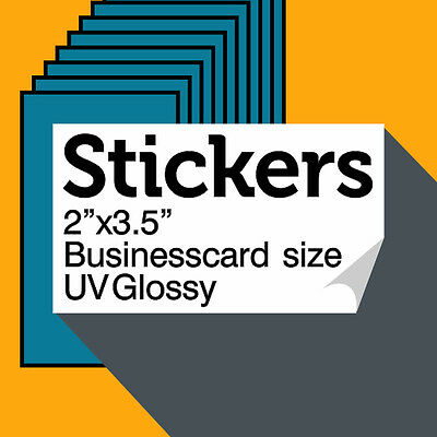 1000 CUSTOM FREE Professional Design UV Gloss Business Card size Stickers Labels