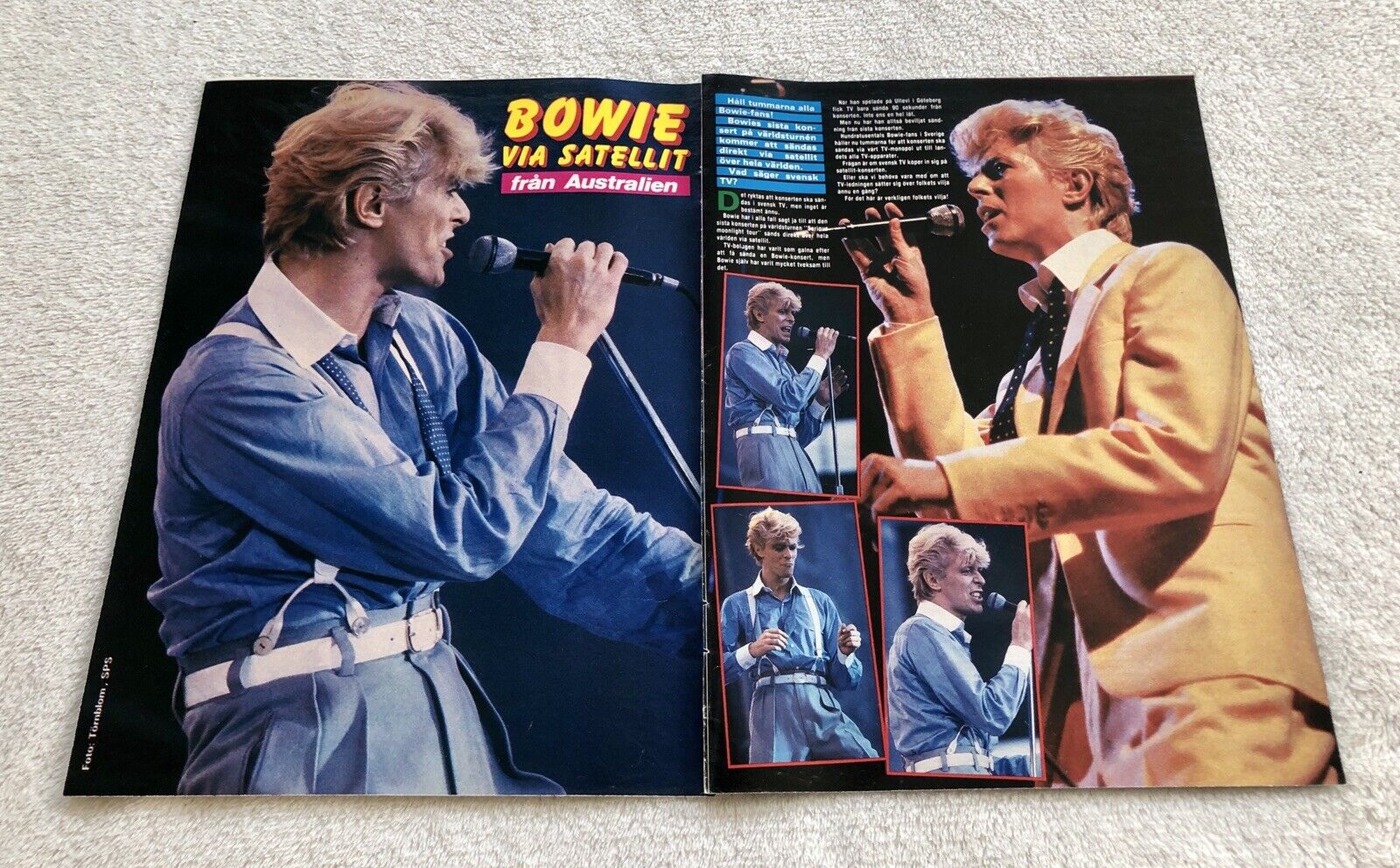 David Bowie 1983 Clipping Poster Swedish Music Magazine Okej 1980s