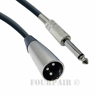 15ft Xlr 3-pin Male To 1/4" Mono Plug Shielded Microphone Mic Audio Cable Cord