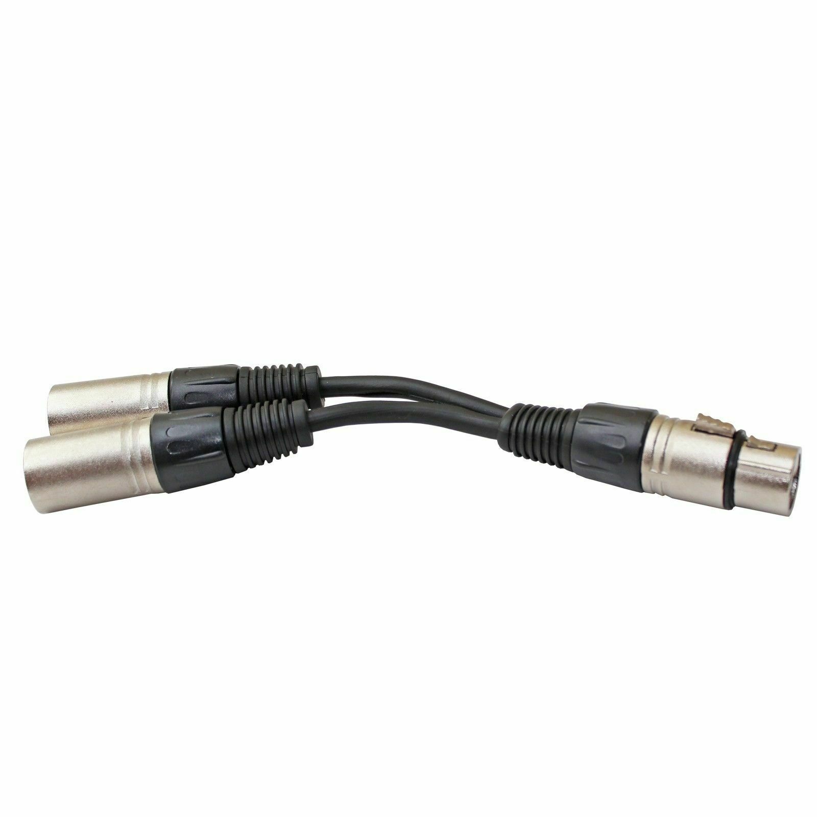 New 3pin Xlr Female Jack To Dual 2 Male Plug Y Splitter Cable Adaptor 1 Ft Cord