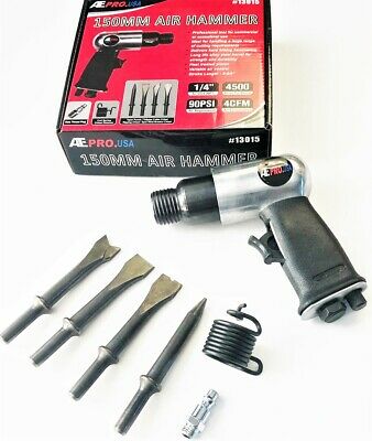 ATE PRO PROFESSIONAL 150MM AIR HAMMER W/ 4 CHISELS HOSE TOOL IMPACT #13015
