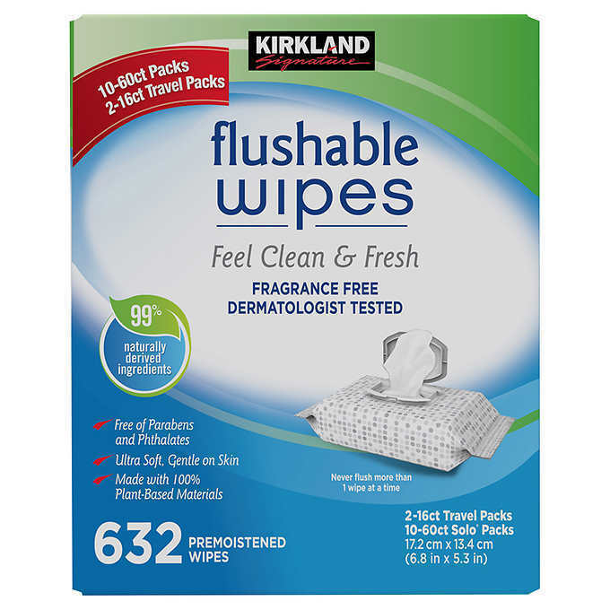 Kirkland Signature Moist Flushable Wipes, 632 Count**new**