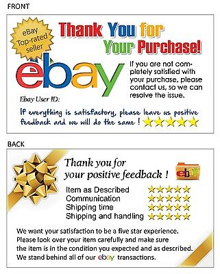 100 Thank You Cards For Ebay Seller Free Shipping, W/ T. Rated Seller Logo