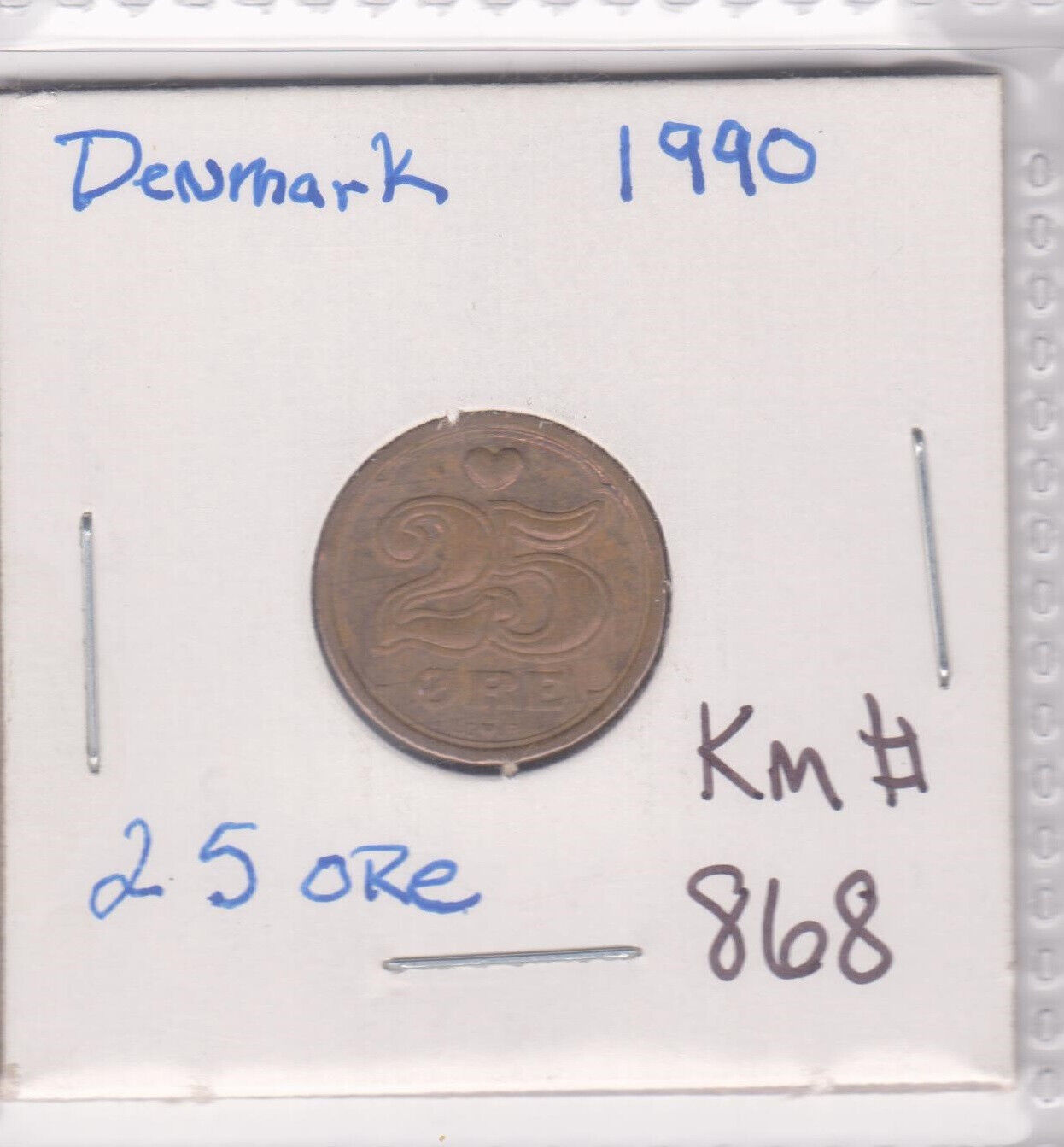 Denmark 1990 25 Ore Coin Km#868