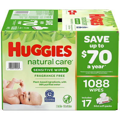 Huggies Natural Care Baby Wipe Refill Refreshing Clean 17 Packs 1088 Count