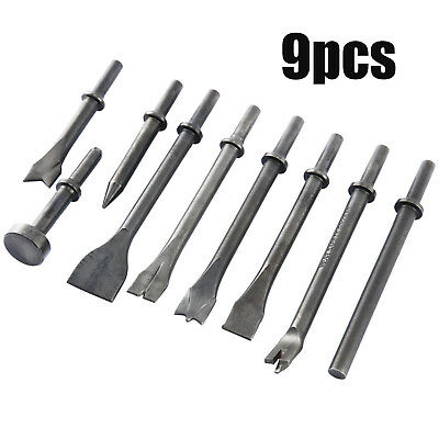9 Pcs Pneumatic Chisel Air Hammer Punch Chipping Bits Set With 0.39'' Shank