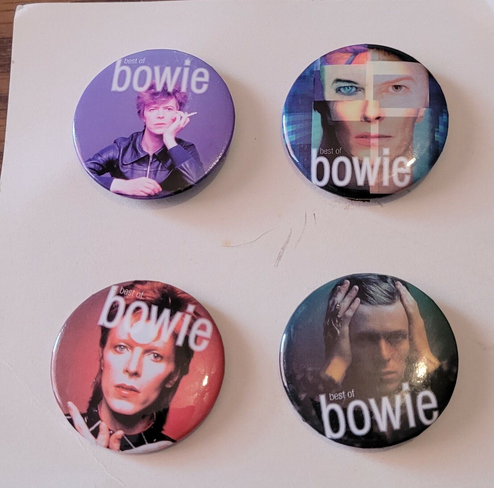 DAVID BOWIE promo 4 pin button badge set vtg 2002 RARE