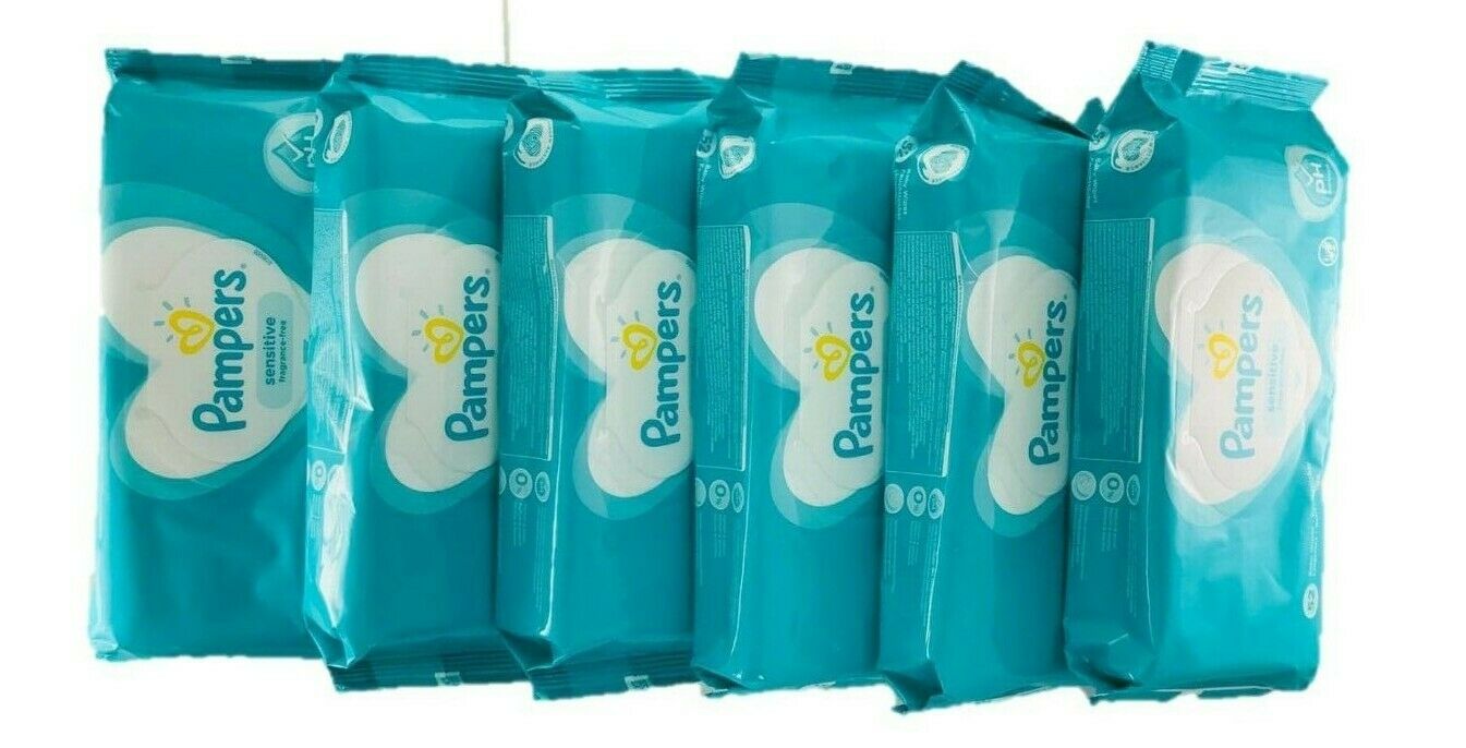 Pampers Sensitive Baby Wipes ,6 Pack Of 52 Pack  ( 312 Total Wipes )