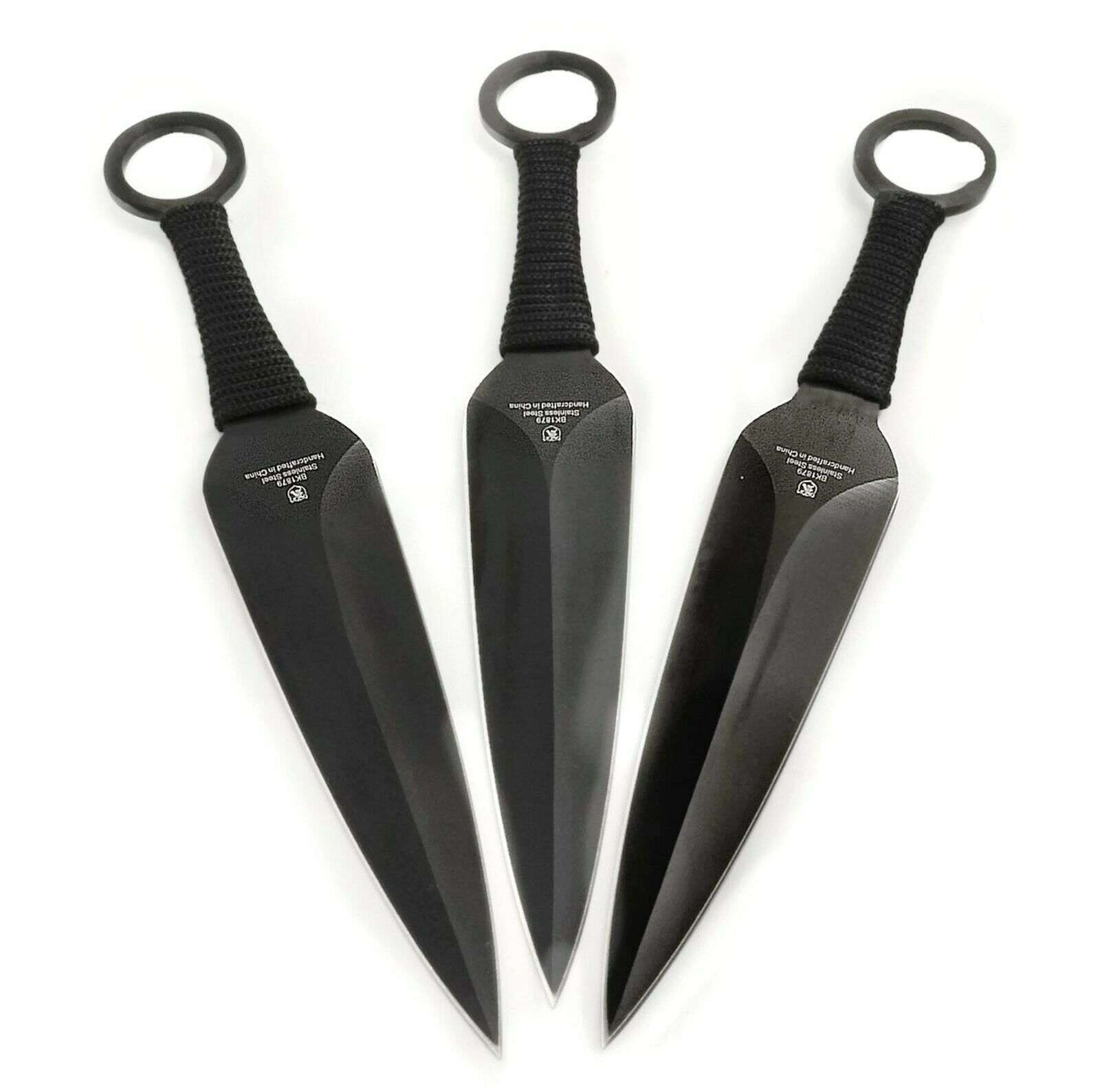Triple Threat Kunai Ninja Tactical Throwing Knife Set 3 - 9" Throwers W/sheath