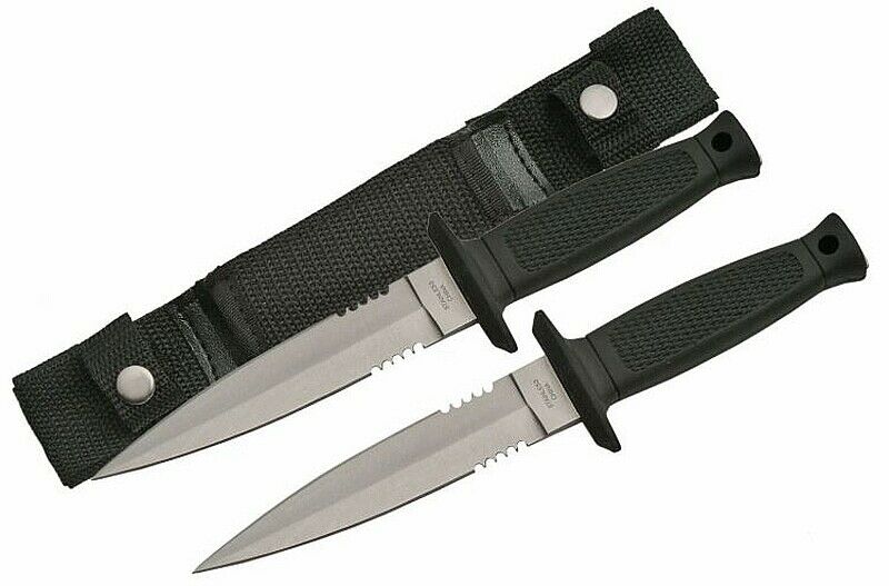 7 Inch Double Thrower Throwing Knife Knives Self Defense Nylon Belt Sheath Ninja
