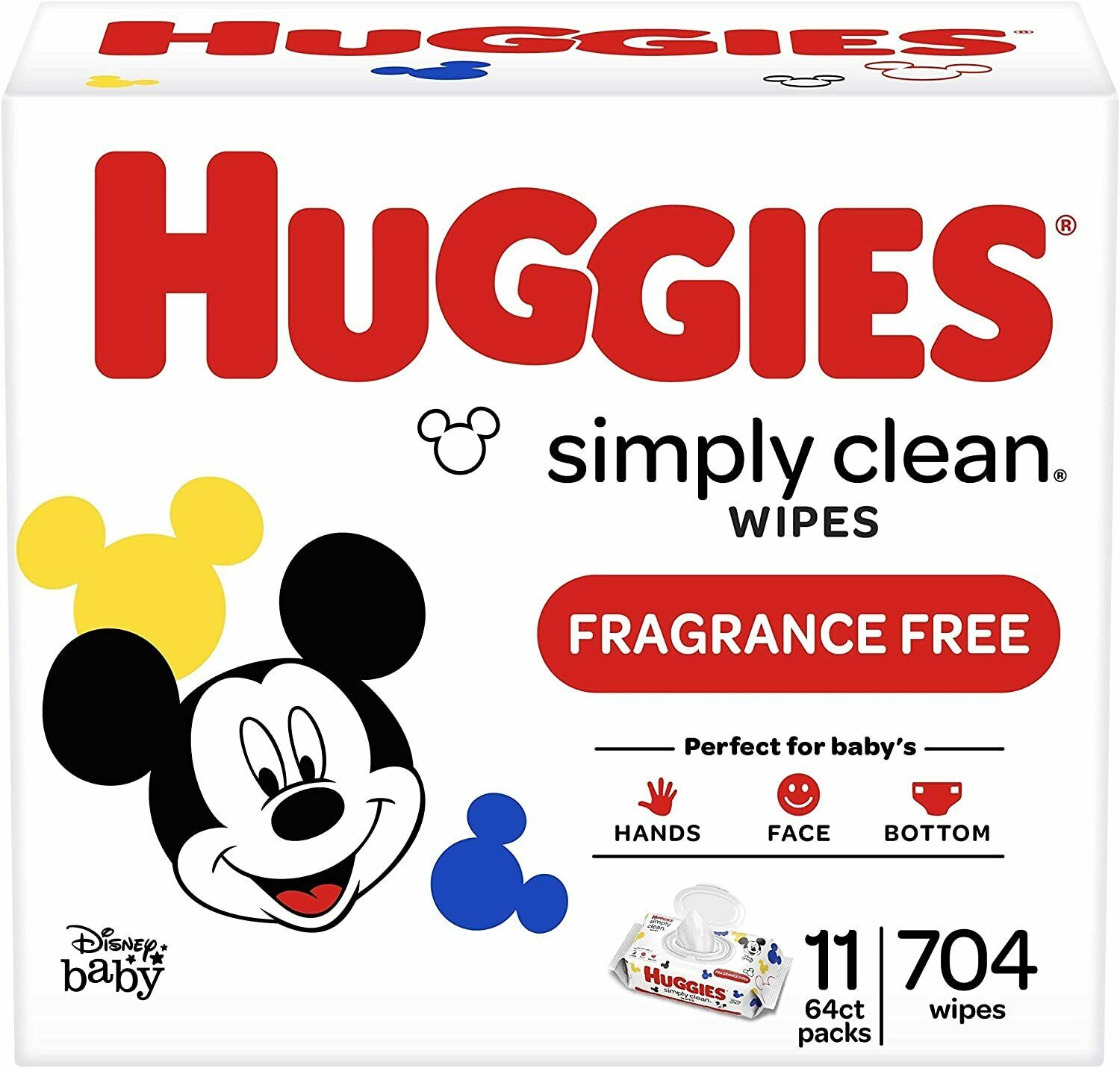 Huggies Simply Clean Unscented Wipes, 11 Flip-top Packs (704 Wipes)