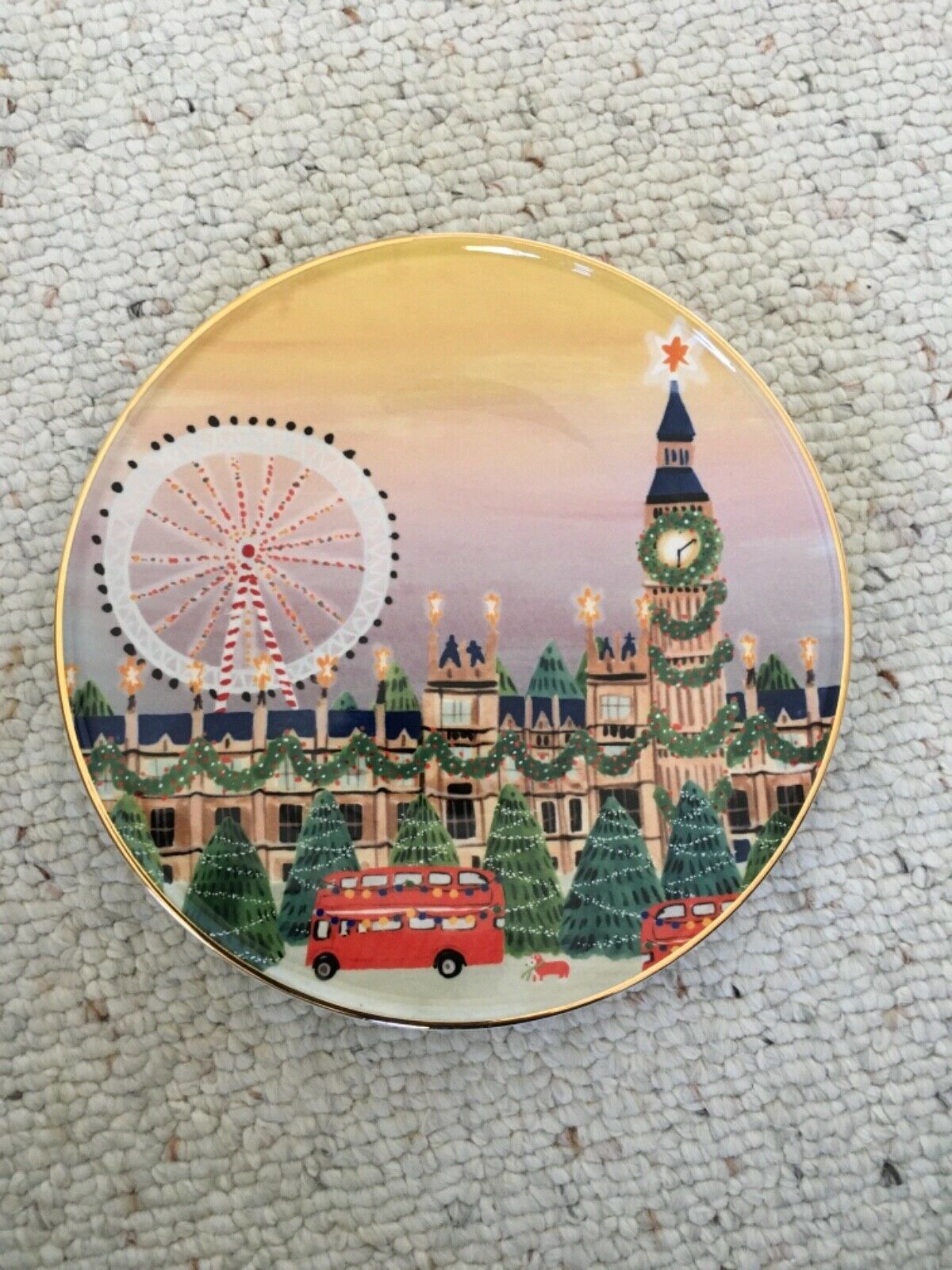 Anthropologie Christmas Time In The City Dessert Small Plate London Big Ben Nwt