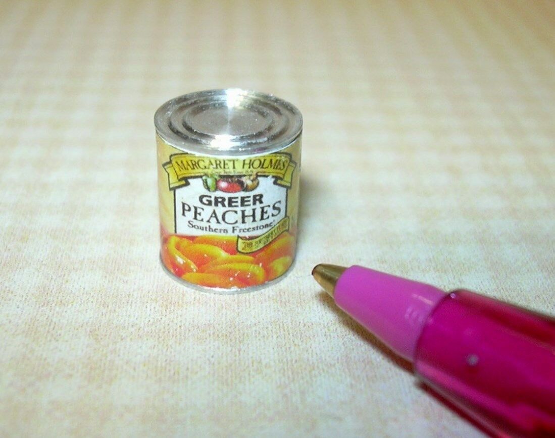 Miniature Sliced Peaches Can: DOLLHOUSE Miniatures 1:12 Scale