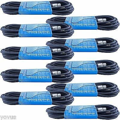10 Pack 20 Ft Foot Feet 3pin Xlr Male To Female Mic Audio Cables Microphone Cord