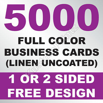 5000 CUSTOM FULL COLOR BUSINESS CARDS | 100LB LINEN UNCOATED | FREE DESIGN