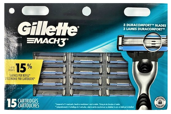 Gillette Mach3 Razor Blade Refills, 15 Cartridges