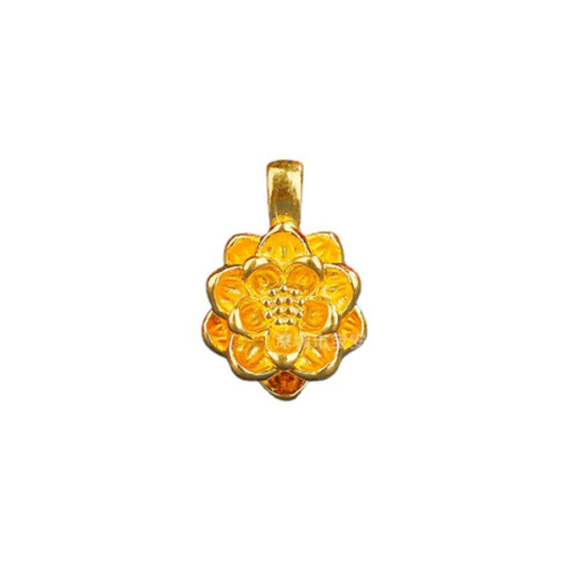 24k Pendant Pure Gold 999 Women Wearing Clavicle Chain Gold Lotus Pendant Gift