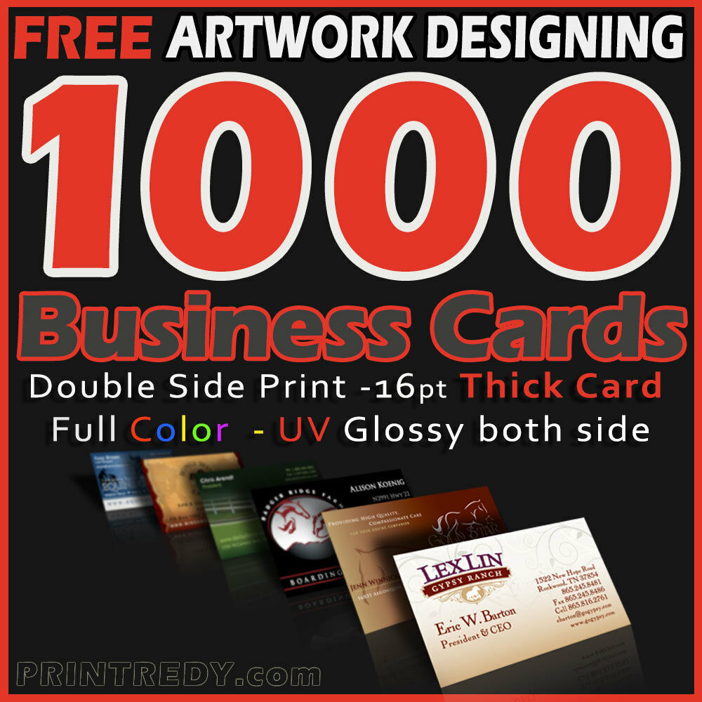 1000 Business Cards Full Color 2 Side Printing Uv Coated-free Design-shipping