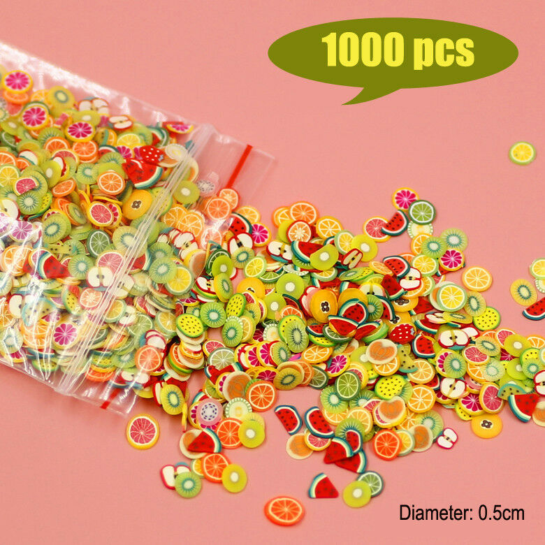 1000 Dollhouse Miniature Assorted Fruit Slices Food Diy Fimo Nail Art Craft 1/12