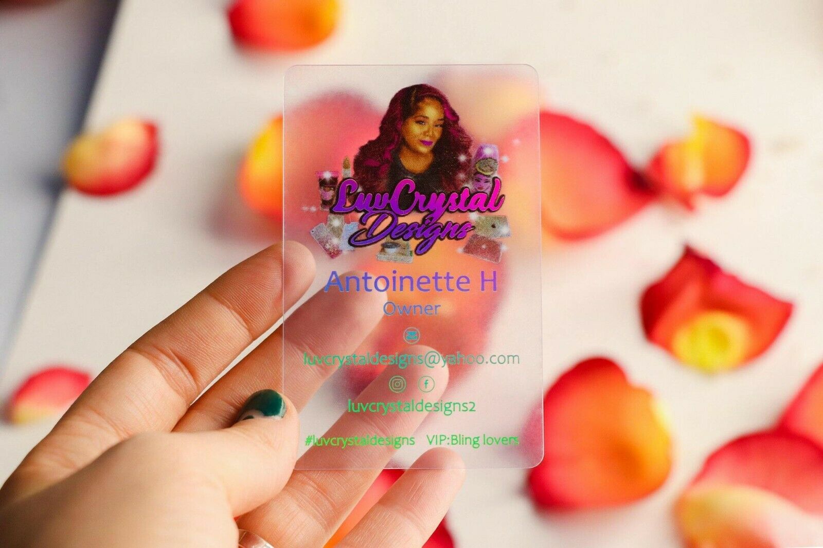 Pack of Transparent Plastic Business Cards Full Color printing. Foiling option
