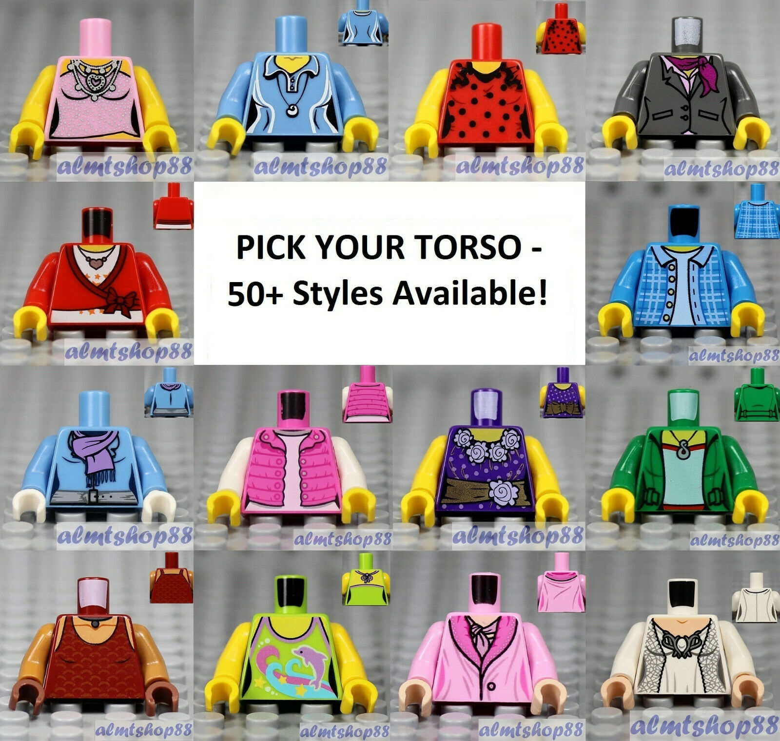 Lego - Torsos City Female - Pick Your Style - Minifigure Body Parts Dress Skirt
