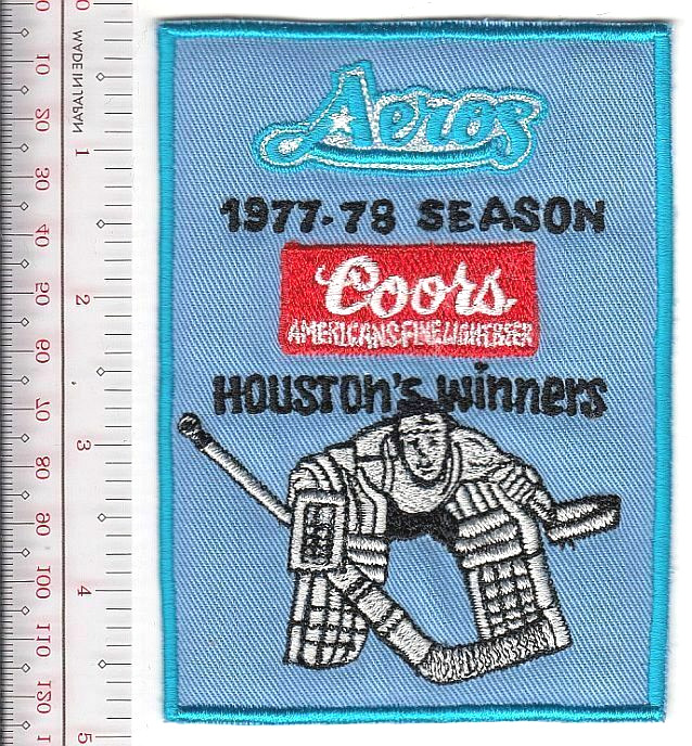 WHA Beer Hockey Houston Aeros & Coors Beer World Hockey Aasociation Promo Patch