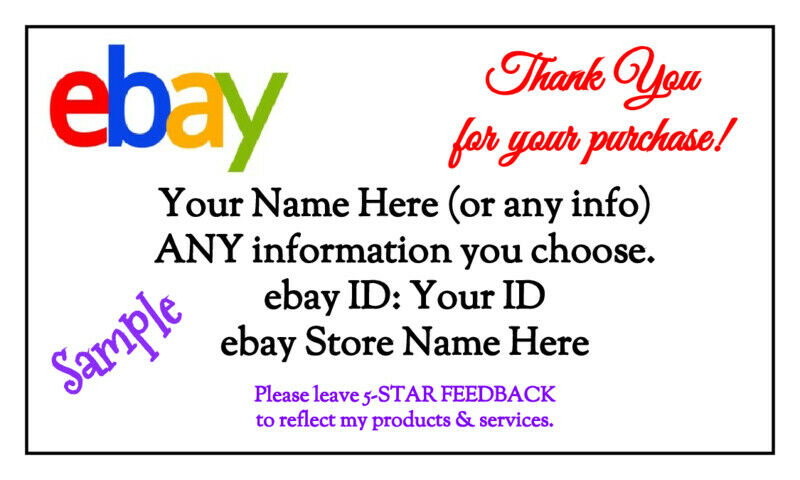100 Glossy White Custom Business Cards (3.5 X 2-inches) Ebay Thank You Cards