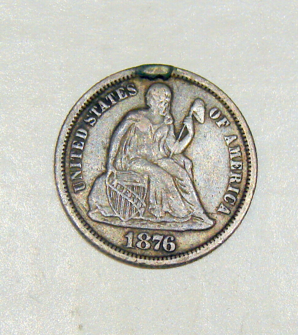1876 SILVER SEATED LIBERTY DIME LOVE TOKEN