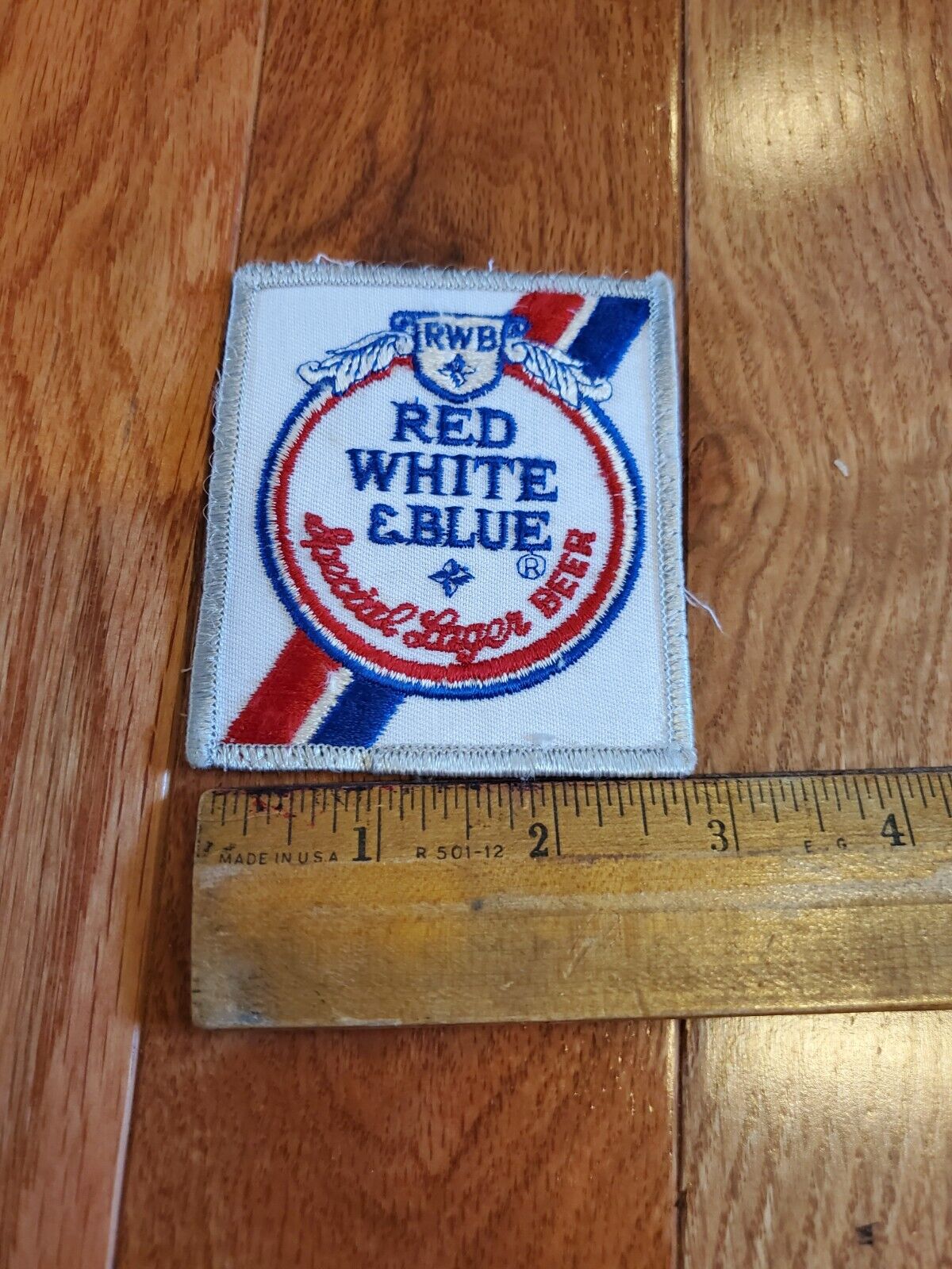 Red White And Blue Lauger Beer 3 Inch Patch