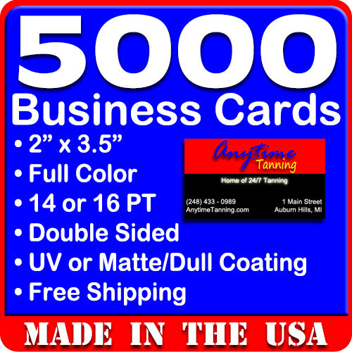 5000 Full Color Double Sided Custom Business Cards - Real Printing Free Shipping