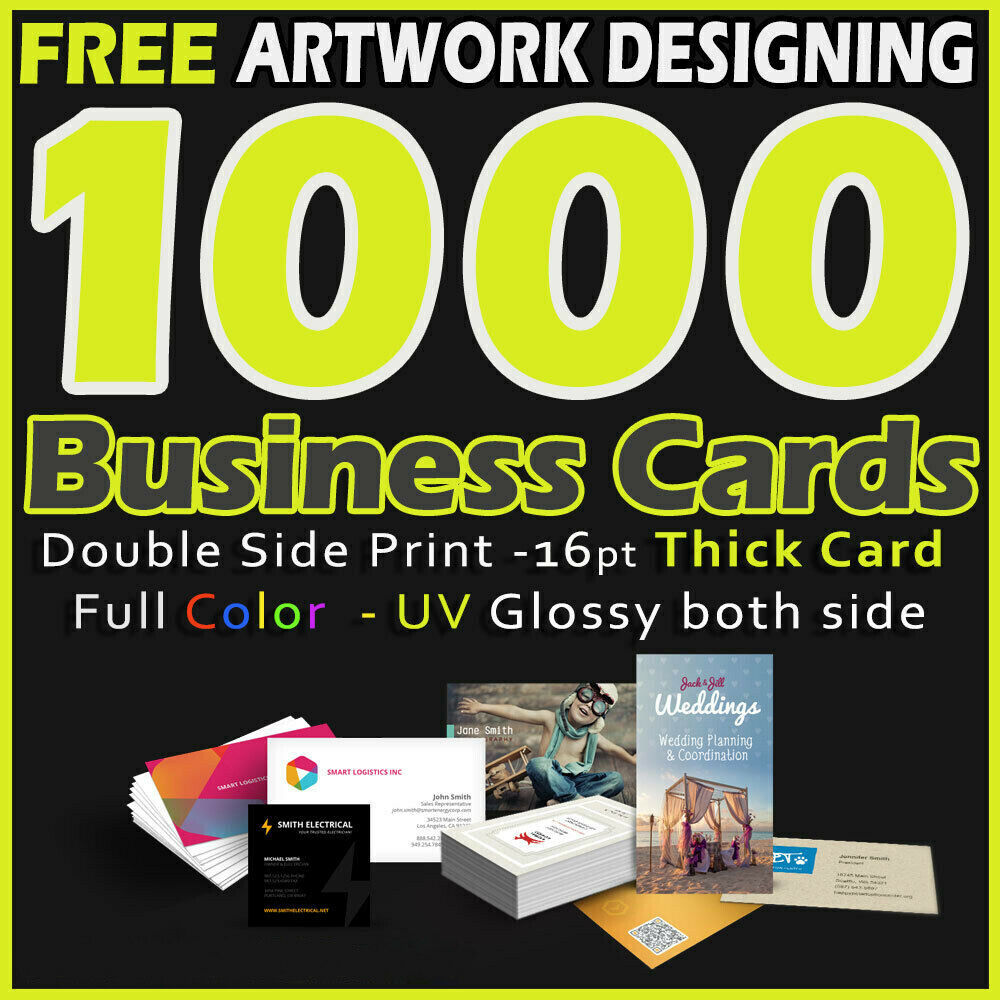 1000 Business Cards Full Color 2 Side Printing Uv Coated-free Design & Shipping