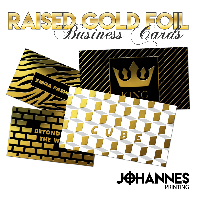 QTY 500 - RAISED FOIL BUSINESS CARDS - GOLD FOIL
