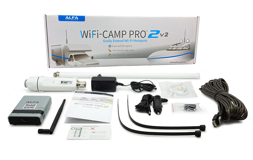Alfa Wifi Camp Pro 2 V2 Long Range Wifi Repeater Kit R36a +tube Booster +antenna