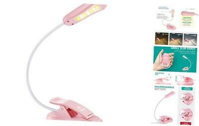 Rechargeable-Book-Light-for-Reading-in-Bed, 7 LED 3 Color x 3 Brightness, Pink