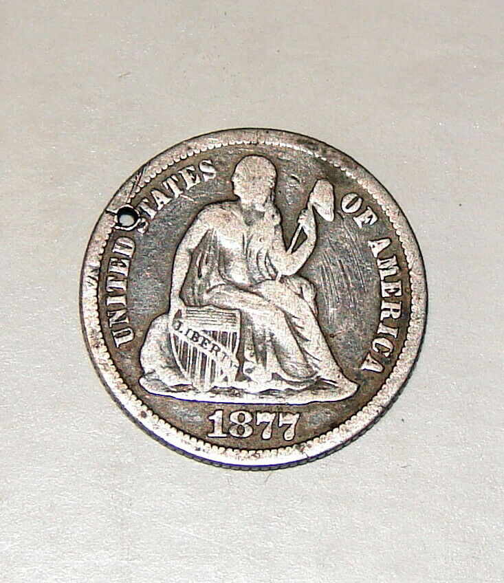 1877 SILVER SEATED LIBERTY DIME LOVE TOKEN