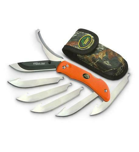 Outdoor Edge Razor Ro-20 Pro Orange Folding Knife With 6 Blades + Nylon Sheath